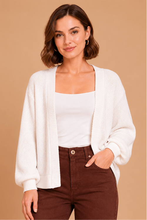 casaco crochet punho franzido off -1-